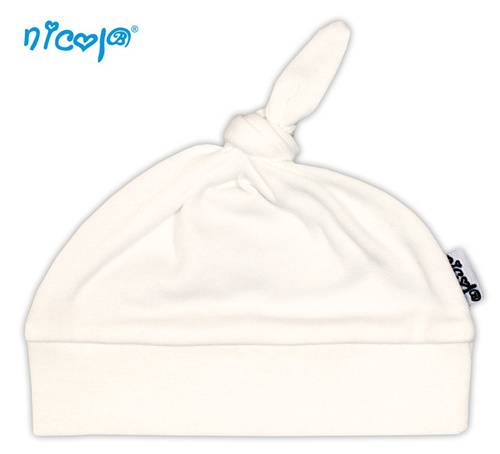 051 Czapeczka niemowlęca z węzełkiem "Basic" Nicol - ecru