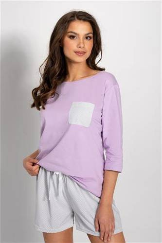 Lily piżama damska Momenti Per Me lila-grey