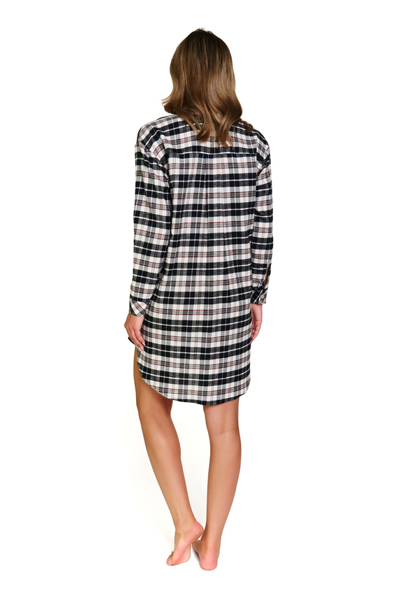 7336 Koszula nocna Doctor Nap – bawełna, flanela, długa, w kratkę, rozpinana