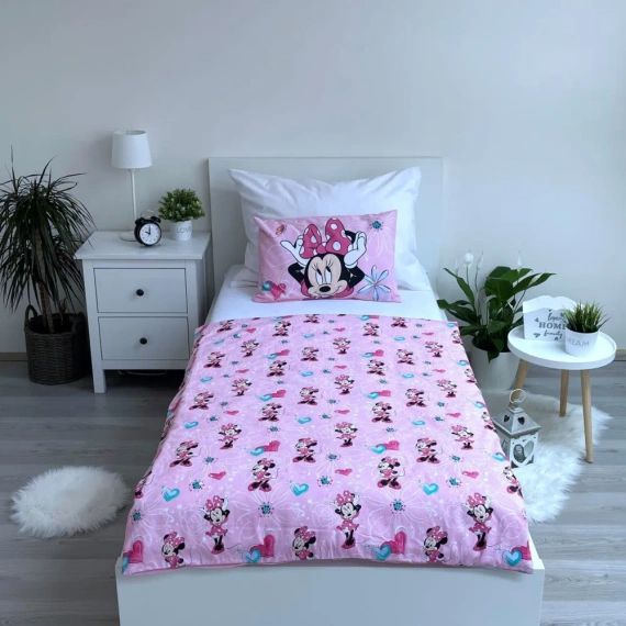 Minnie Flowers Pościel bawełniana Jerry Fabrics różowy