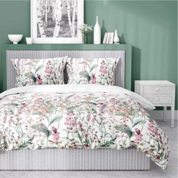 5485 A Pościel satynowa Detexpol Satin Stories biały-róż | 100% bawełna, splot satynowy, zamek, opakowanie prezentowe