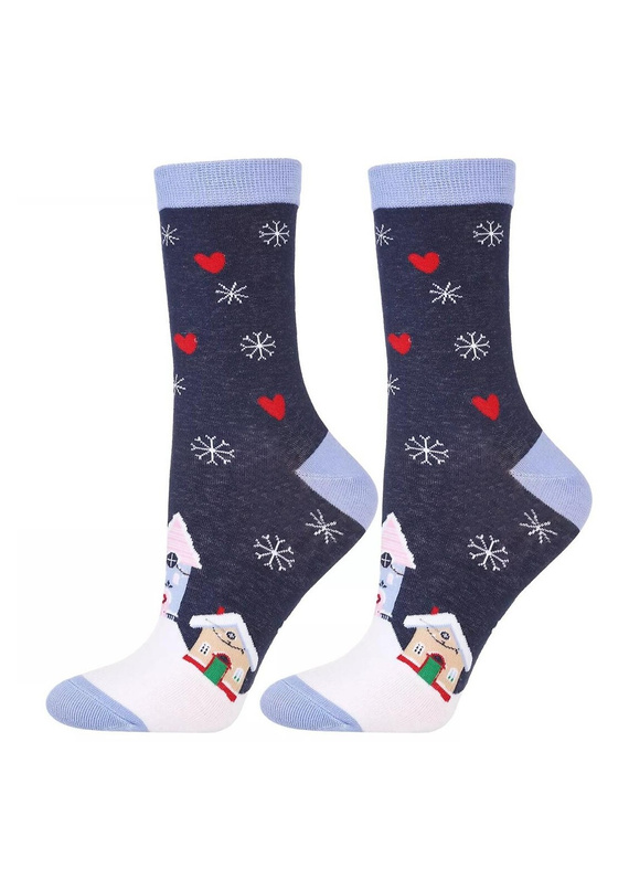 Skarpetki damskie Moraj CSL450-045 – świąteczne, ciepłe, frotte od wewnątrz