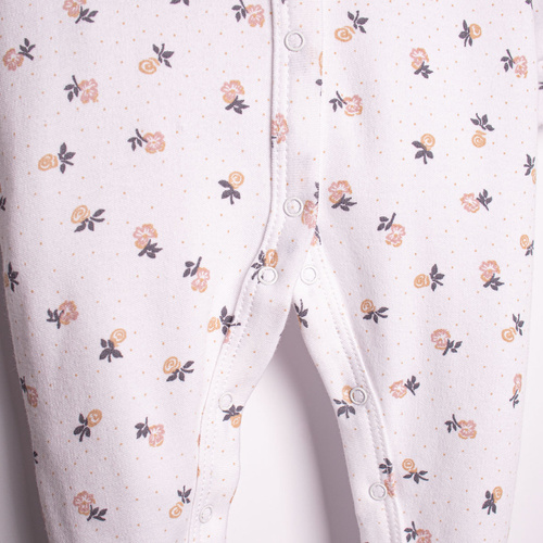 220031 Pajac niemowlęcy Nicol bawełna 100% w kwiatki z napami