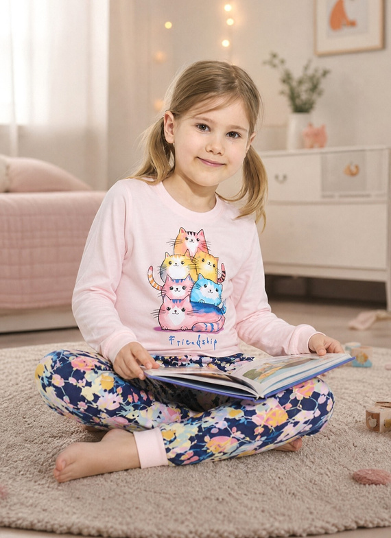 Piżama Dziewczęca Cornette Kids Girl 594/210 Friendship 100% Bawełna