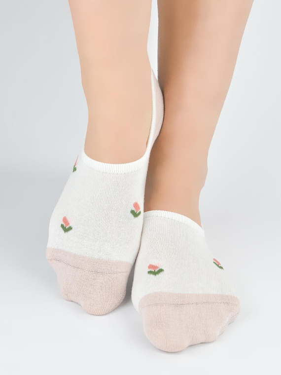 Baleriny damskie Noviti ST096 bawełniane niewidoczne silikon komfort