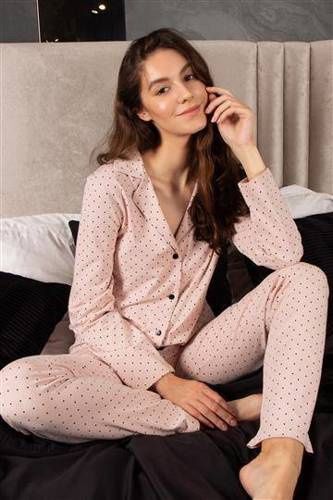 Eveline piżama damska rozpinana Momenti Per Me powder pink