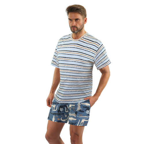 2521/14 Piżama Męska krótki rękaw, spodenki Sesto Senso - jeans