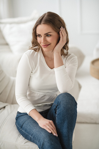 Milk Shirt Milk&Love bluzka ciążowa i do karmienia 7/8 biały 