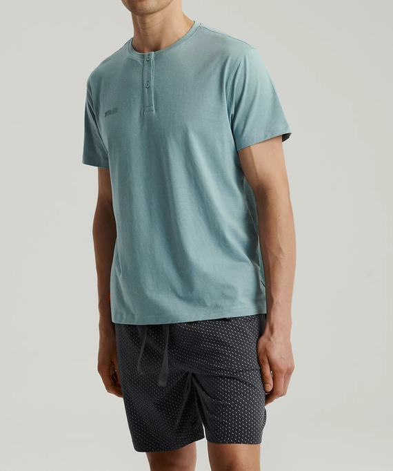 NMP-386  Piżama męska krótki rękaw, Atlantic-niebieski grafitowy