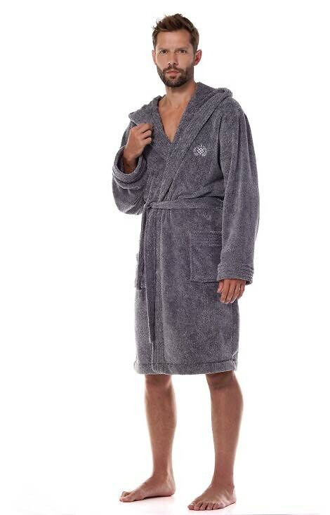 2452 Master Szlafrok Męski L&L - grafitowy