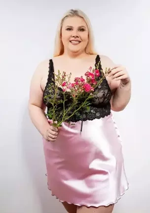 Oliwia Halka satynowa koszulka damska DKaren - wrzos