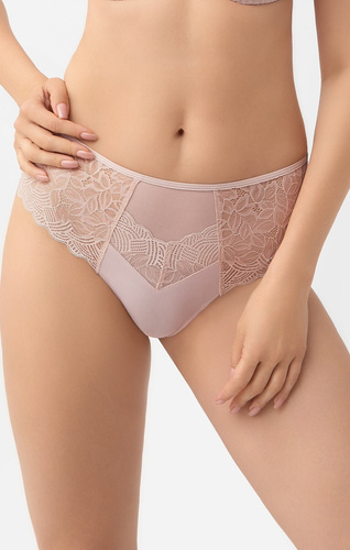 Figi brazyliany Gorsenia Daria B009 beżowe – koronkowe, modelujące