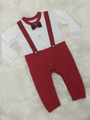 Smoking Frak pajacyk bez stópek Bambarillo biało-bordowy