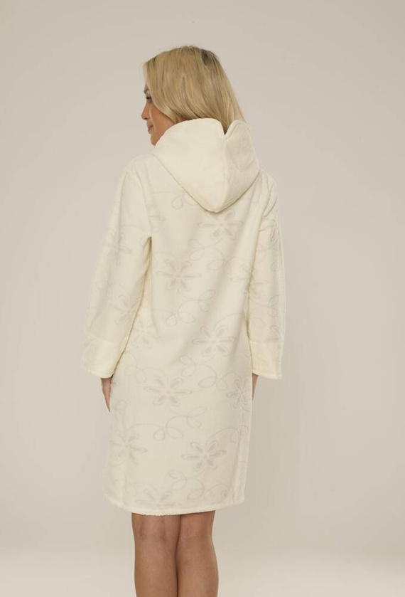 409 Żakard Krótki Szlafrok damski De Lafense- ecru