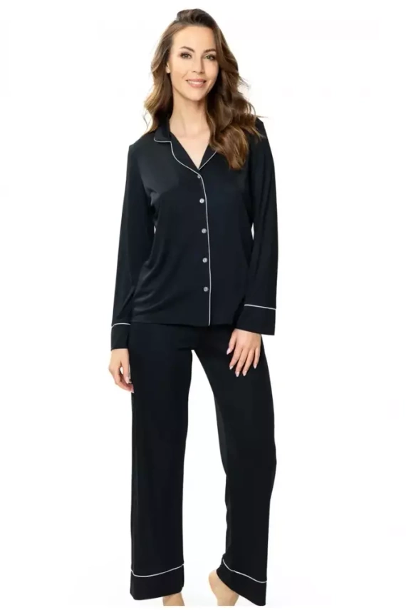 86562 Elitte Piżama damska rozpinana Mewa czarny