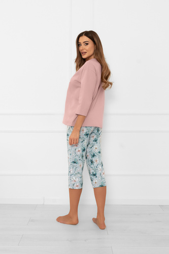 Piżama damska Perlis – 3/4 rękaw i spodnie, bawełna Italian Fashion  