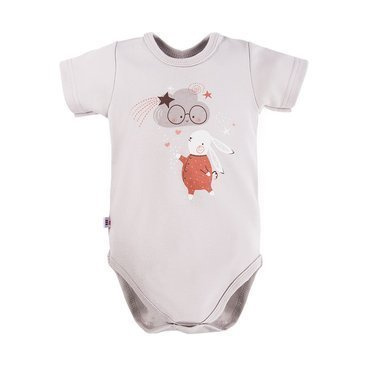 Mellow Body z krókim rękawem z nadrukiem Ewa Klucze- szary