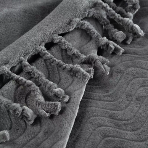 Emma Koc narzuta z frędzlami Eurofirany stalowy