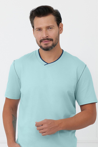 Piżama męska Devon Italian Fashion bawełniana długie spodnie-turkusowy