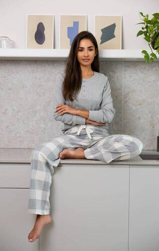 Sensis Vesper Piżama damska - szary-śmietankowy