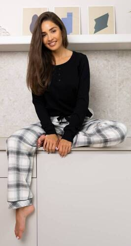 Blanche Piżama damska Flanela Sensis -czarny