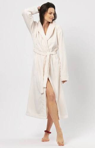 LGL 803 Długi Szlafrok Damski Key - ecru