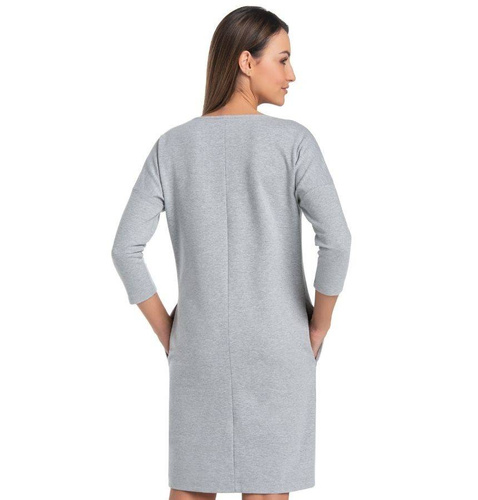 196107 Lana Klasyczna Sukienka, 3/4 rękaw Teyli - szara