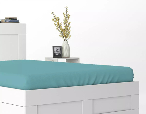 Prześcieradło mikrosatynowe z gumką Poly Detexpol gładkie turkusowe 