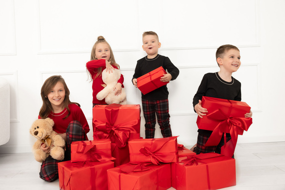 Rusoli piżama dziecięca Italian Fashion ciemny melanż –bawełniana, długa, świąteczny wzór