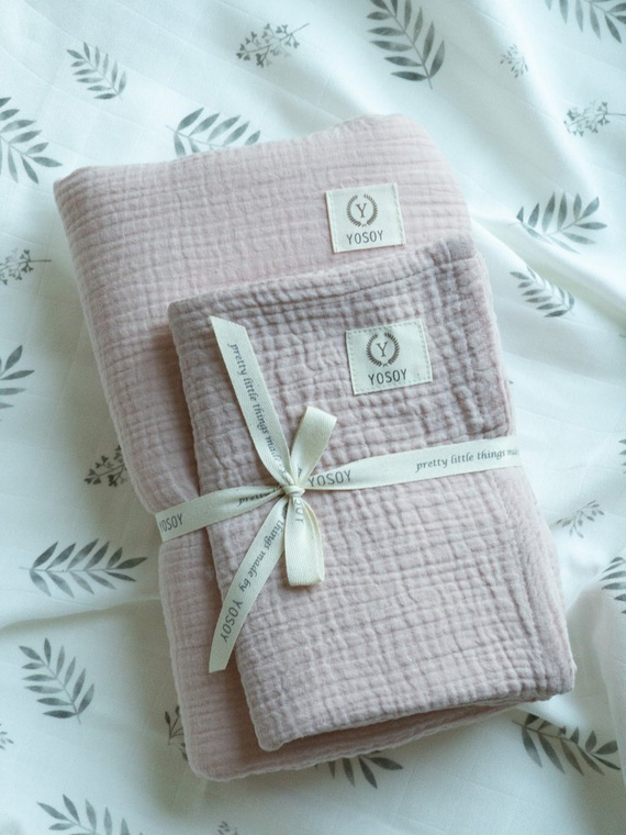 Zestaw muślinowy poduszka i otulacz Yosoy - khaki