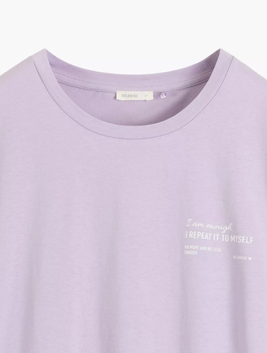 Koszula nocna NLD-001 100% bawełna, krótki rękaw liliowa