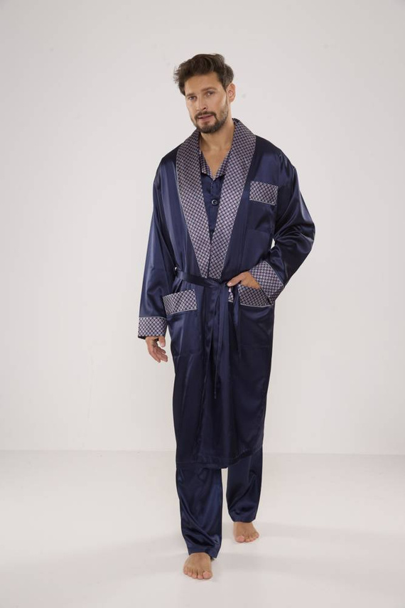 939 Piżama Męska Satyna-granatowy 