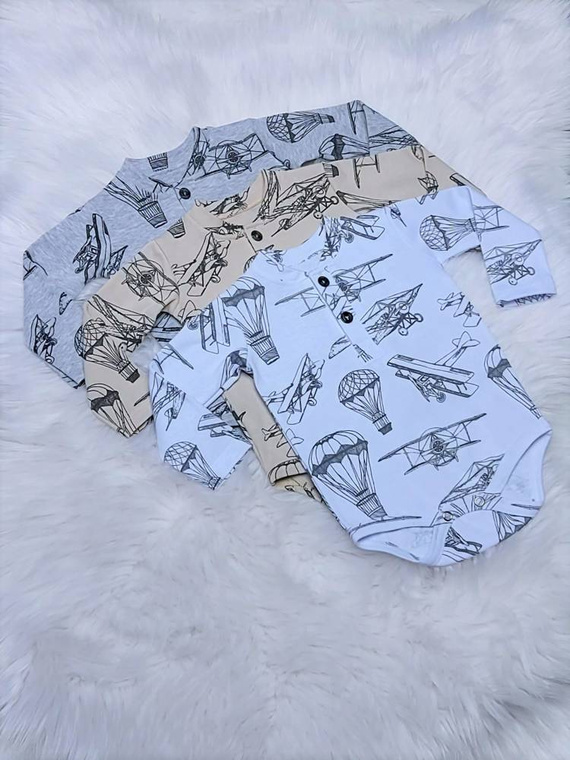 Aviator Body niemowlęce z długim rękawem Bambarillo beżowy 