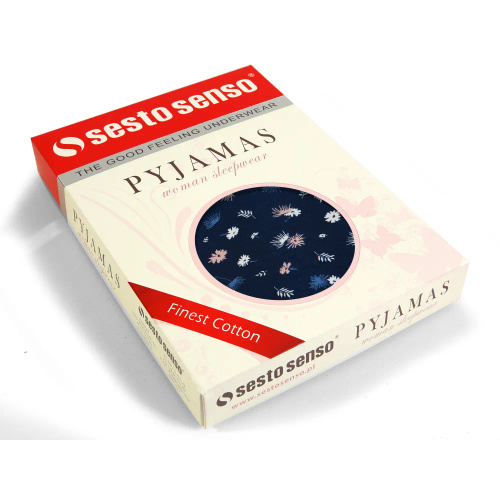 2508/05 Róże Angielskie Koszula nocna krótki rękaw Sesto Senso granatowy