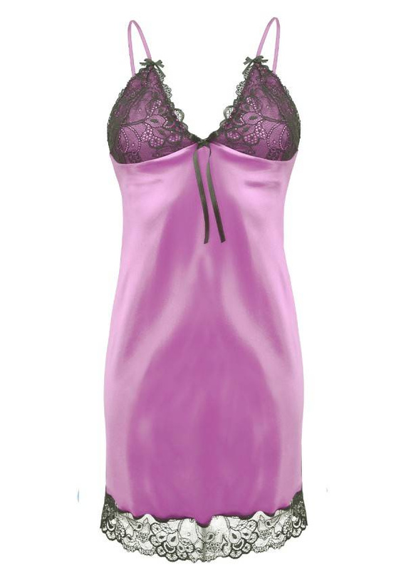 Karmen Halka satynowa koszulka damska DKaren - wrzos/czarny