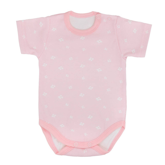 Kwiatki body z krótkim rękawem Martex różowy