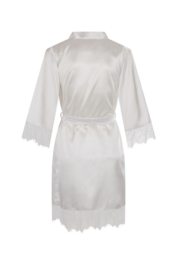 Gloria Szlafrok damski z koronką ByShelly - biały