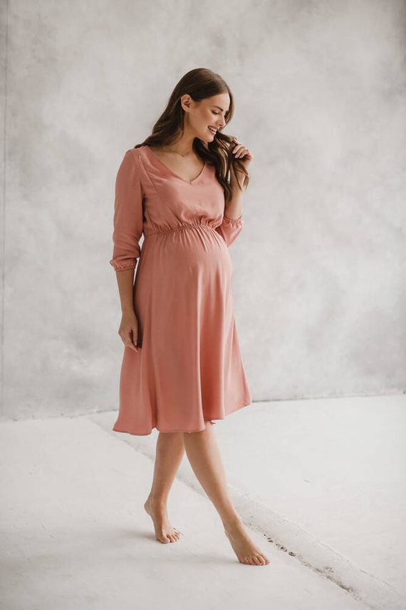 Lovely Dress Midi rękaw 3/4 sukienka ciążowa i do karmienia Milk&Love herbal rose