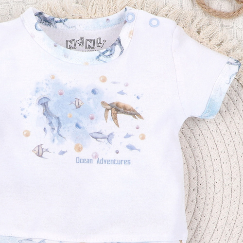 ABN-5453 Sea Of Joy Rampers niemowlęcy Nini biały– bawełna organiczna, wygodne napy