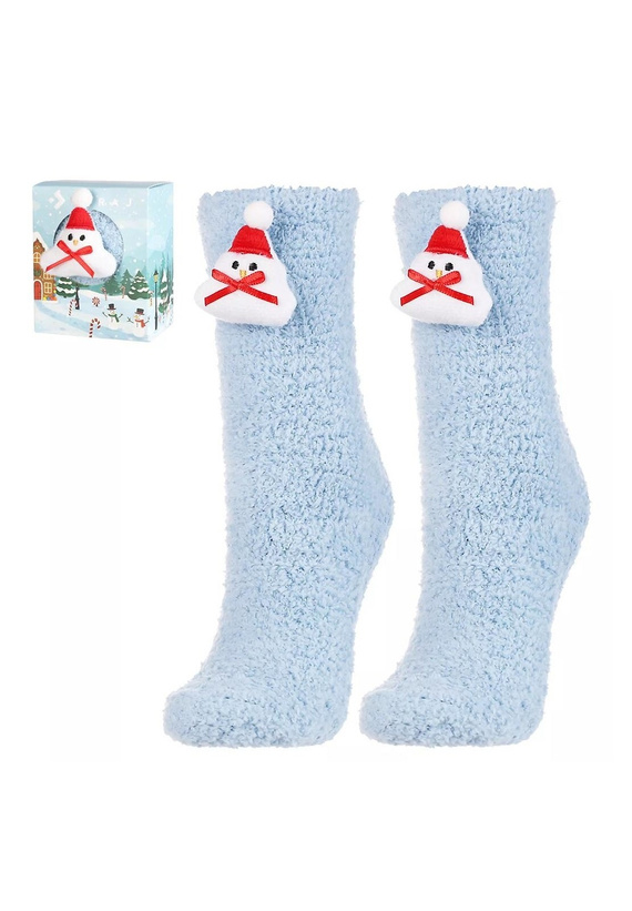 Skarpety CSLS250-030 ABS Moraj błękitny– świąteczne skarpety unisex z bałwankiem