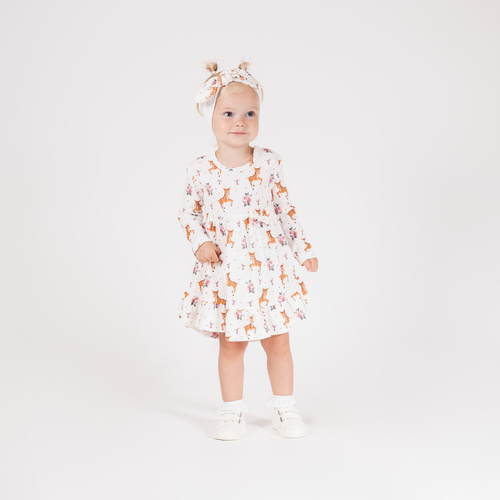 216166 Lala – sukienka dziewczęca Nicol, bawełna, długi rękaw, jelonki