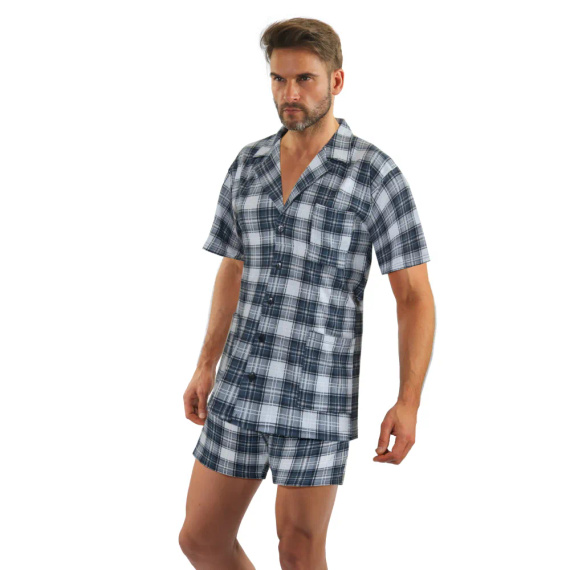 2576/42 Rozpinana Piżama Męska, krótkie spodenki Sesto Senso - granatowy