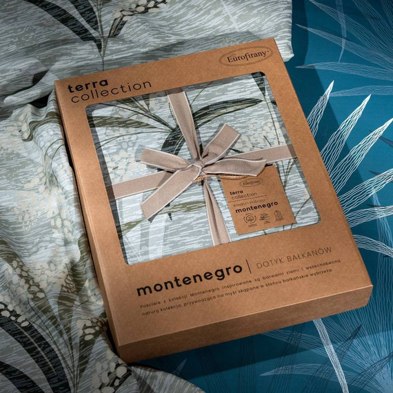 Montenegro 6 pościel z bawełny liście Eurofirany oliwkowy