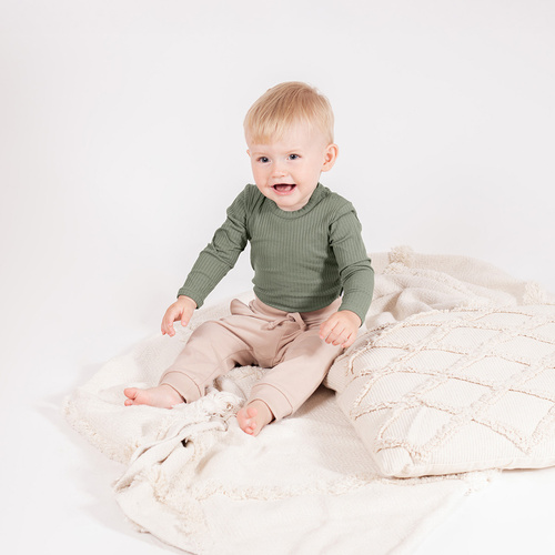 218097 Yogi Bear Body niemowlęce Nicol – bawełna, długi rękaw, kolor khaki