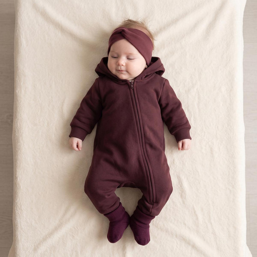 226272 Nicol HANIA Pajac dresowy + butki niechodki ciemny brąz