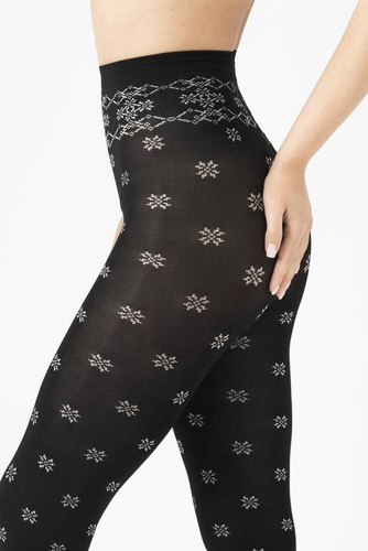G 6077 snowflake Rajstopy Fiore 40den - black/ecru