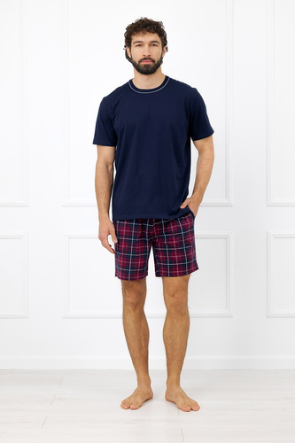 Italian Fashion Brajan piżama męska Mega Soft bawełna szorty w kratę