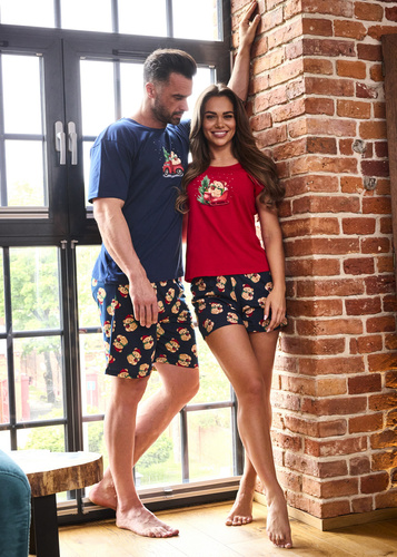 628/432 Teddy Piżama damska Cornette – świąteczna, bawełna, krótki rękaw i spodnie