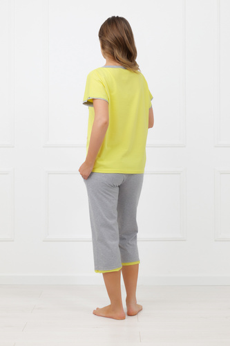 Piżama Sabrina Italian Fashion 100% bawełna – krótki rękaw, spodnie 3/4- żółta