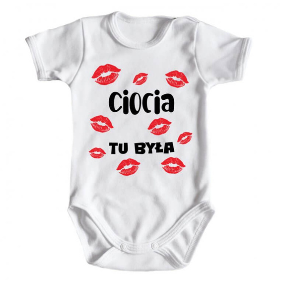 "CIOCIA tu była" body niemowlęce króki rękaw Moocha biały